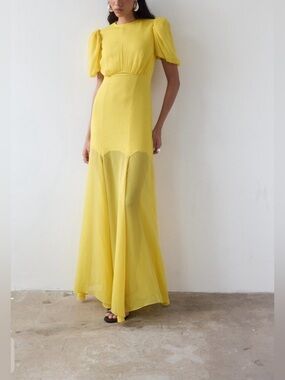 Yellow De la Vali Chiffon dress